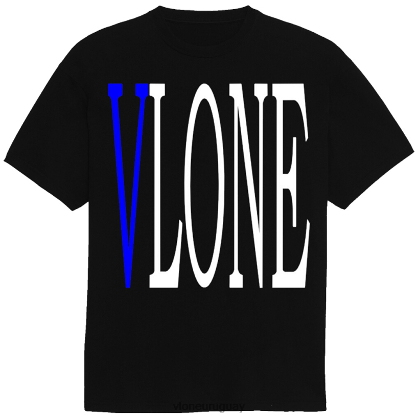 hombres Vlone camiseta azul estampada v arriba 84H0B362