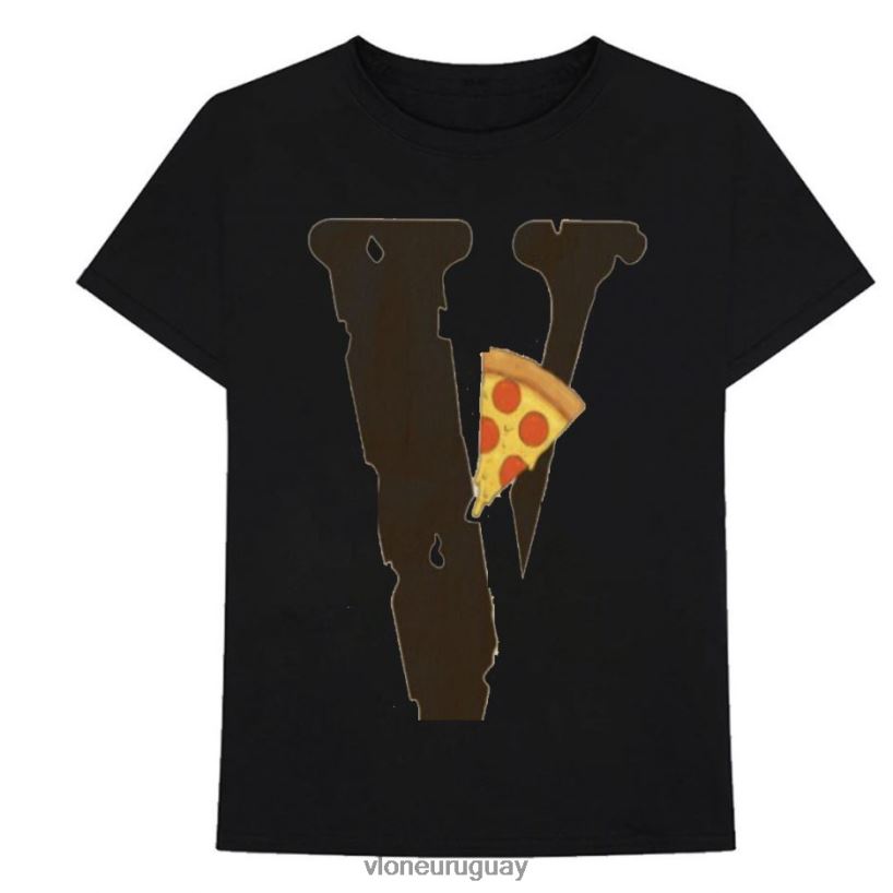 hombres Vlone camiseta con logo de rebanada de pizza arriba 84H0B303