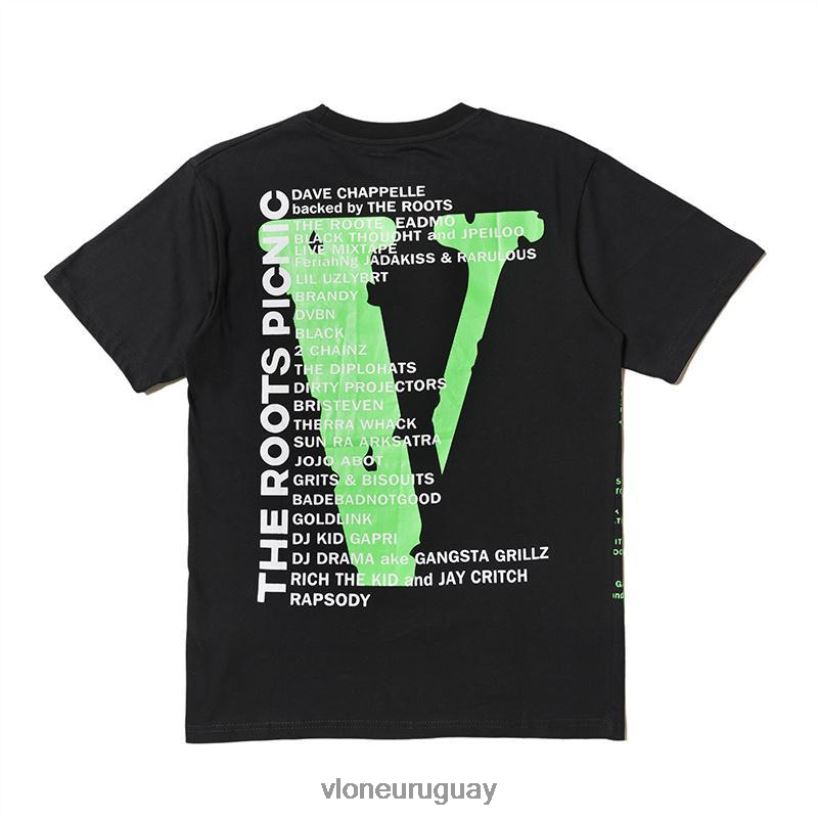 hombres Vlone camiseta de picnic de raíces negra arriba 84H0B251