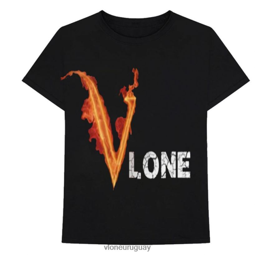 hombres Vlone camiseta de piedra de fuego arriba 84H0B282