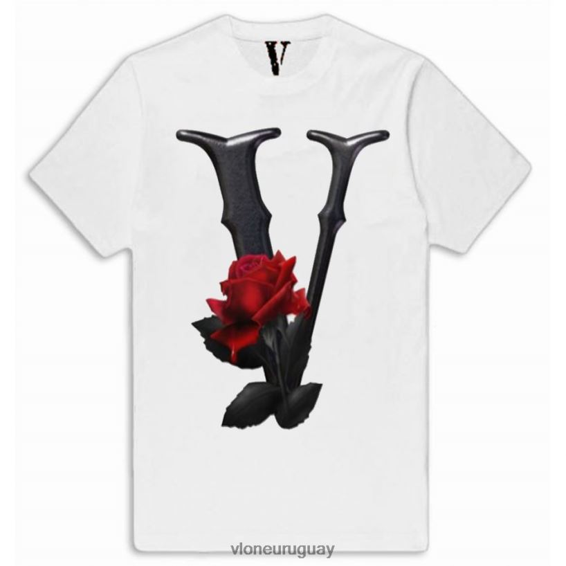 hombres Vlone camiseta flor negra y roja arriba 84H0B301