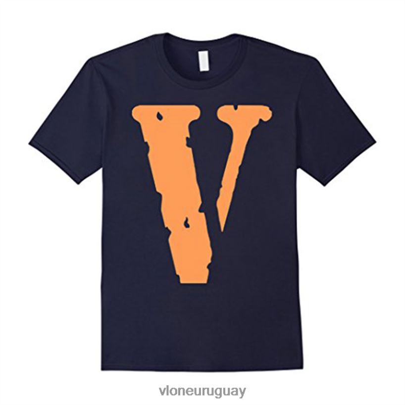 hombres Vlone camiseta grapa v azul marino arriba 84H0B369