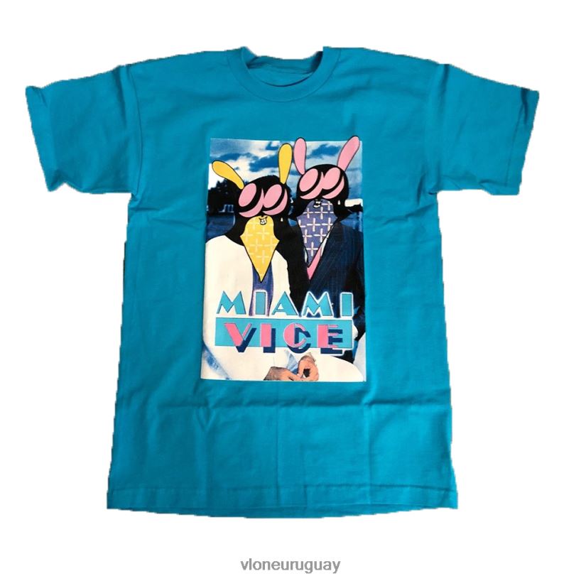 hombres Vlone camiseta miami vice azul arriba 84H0B230