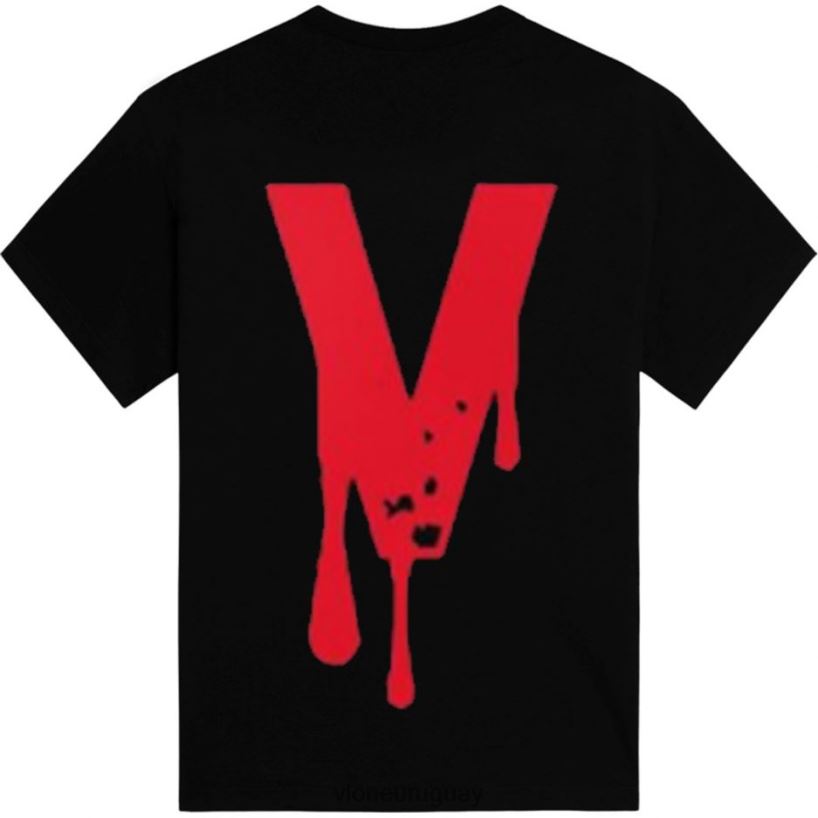 hombres Vlone camiseta negra sangre arriba 84H0B279