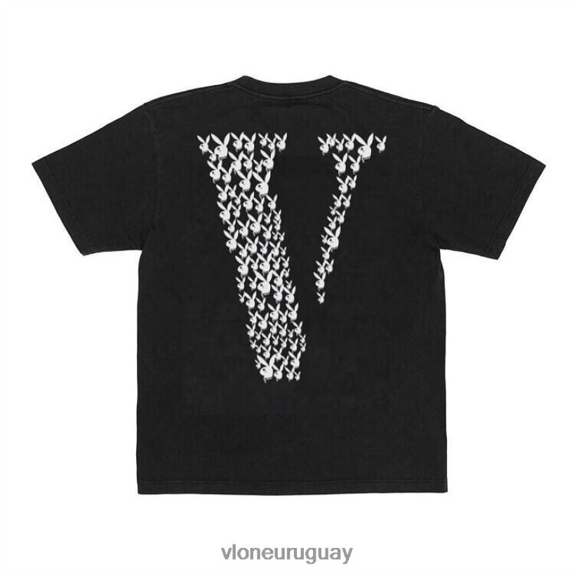 hombres Vlone camiseta playboy carti bunny negra arriba 84H0B201