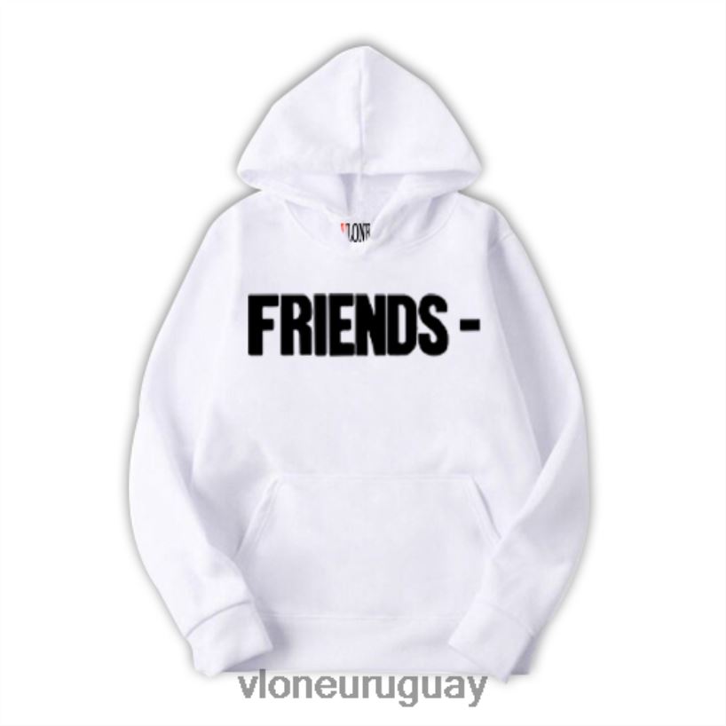 hombres Vlone sudadera con capucha blackout friends blanca arriba 84H0B23