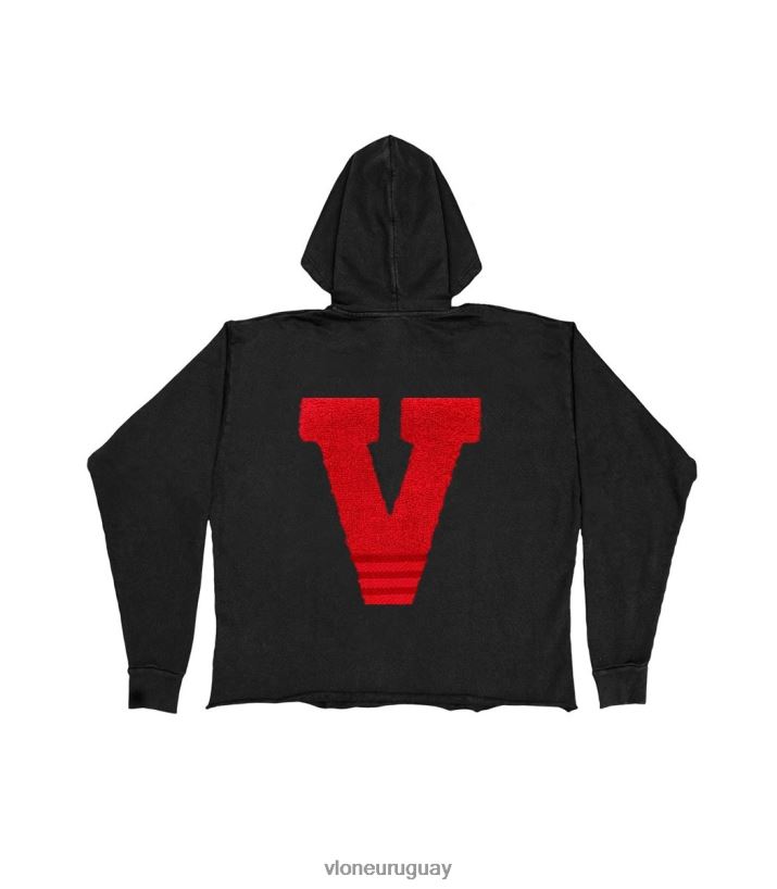 hombres Vlone sudadera con capucha de chenilla negro/rojo arriba 84H0B81