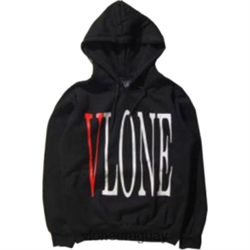 hombres Vlone sudadera con capucha streetwear básica negra arriba 84H0B79